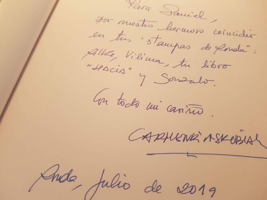 Dedicatoria de Carmen Rivas Rilke Ronda