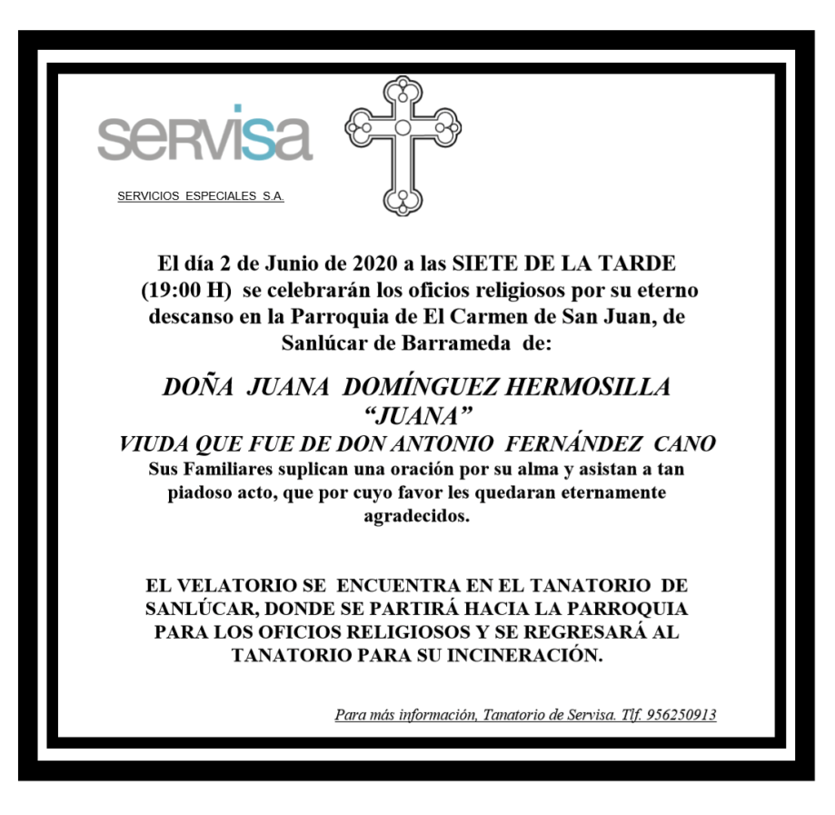esquela JUANA